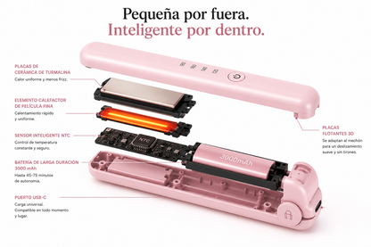 Plancha de pelo inalámbrica profesional